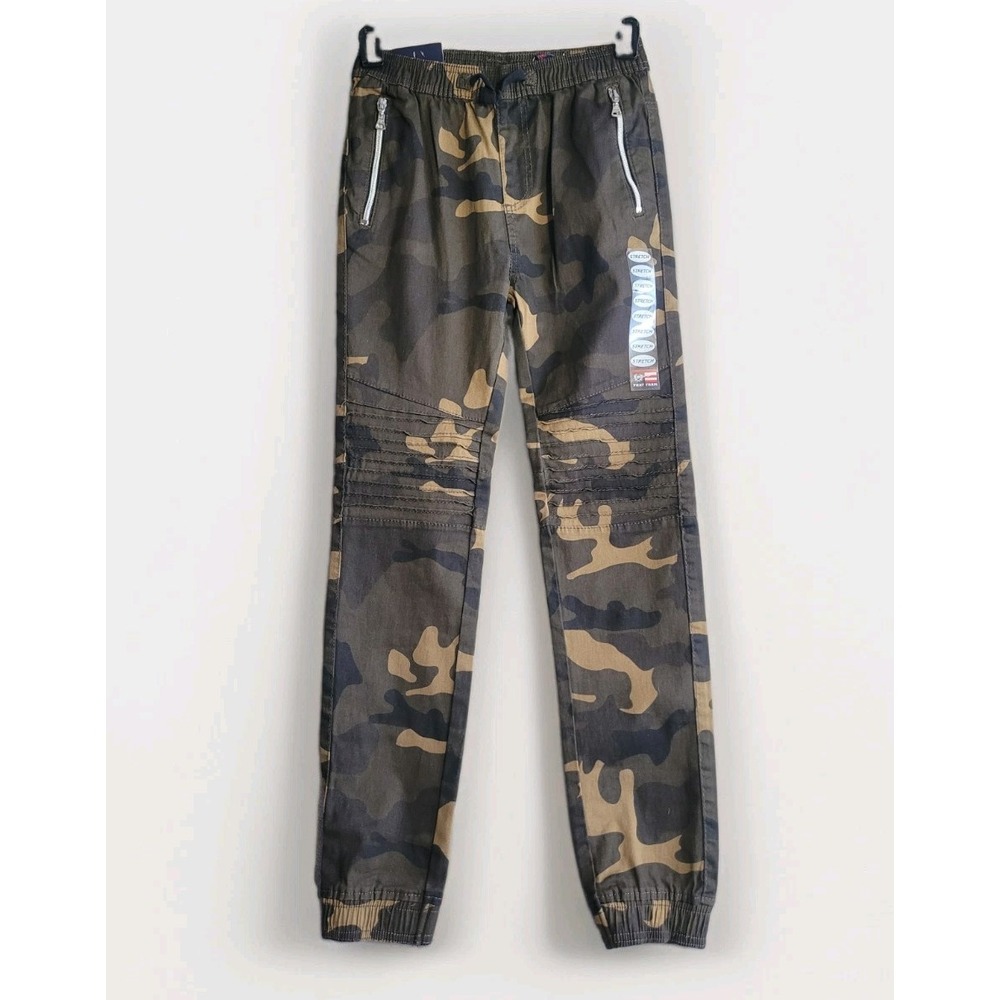 Phat Farm Pants Youth Large 14/16 Camouflage Elastic Waist Zip Pockets Stretch